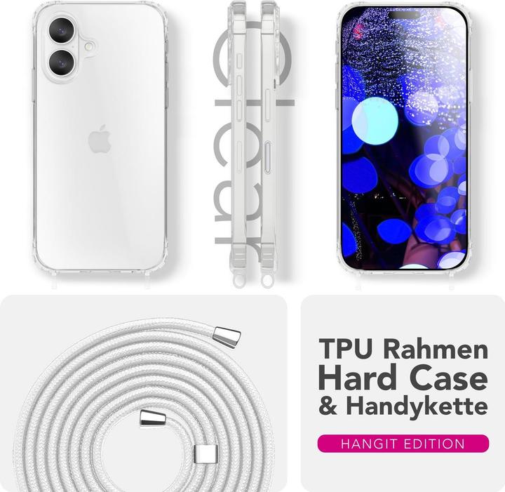 Produktbild Nalia Cover "Hangit" - Klare Hülle mit Band zum Umhängen, 160cm Handy Kette - Wearable Phone Case