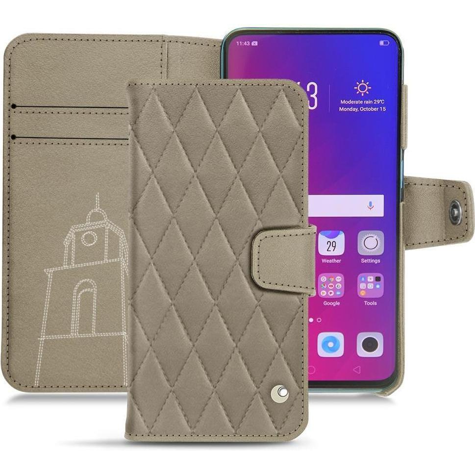 Noreve Lederschutzhülle Wallet (Oppo Find X), Smartphone Hülle, Beige