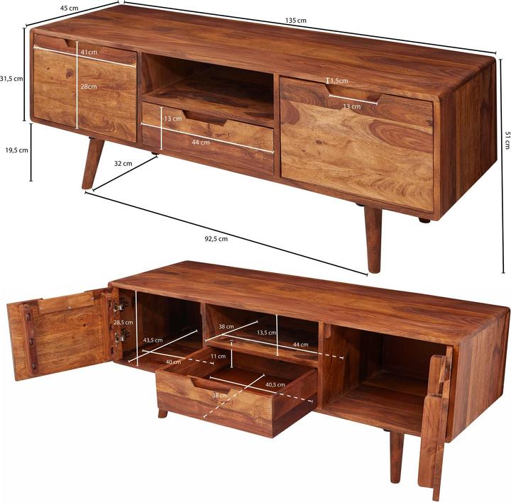 Produktbild FineBuy Lowboard Braun (45 x 135 x 51 cm)