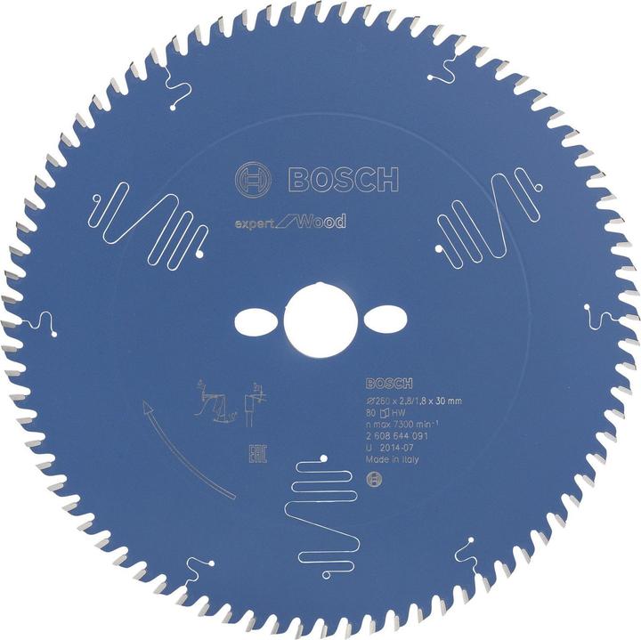 Produktbild Bosch Professional Zubehör Kreissägeblatt Expert for Wood, 260 x 30 x 2,8 mm, 80