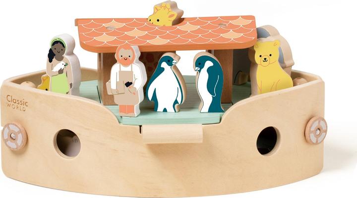 Actual product image Classic World Noah's Ark" wooden boat building set with animals, 16d