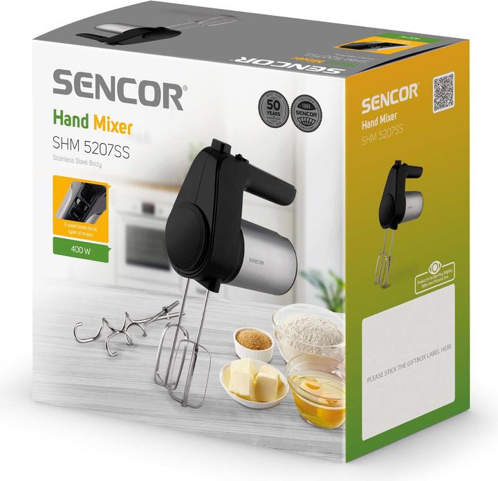 Image du produit Sencor SHM 5207SS Fouet à main 400 W Noir, acier inoxydable (400 W)
