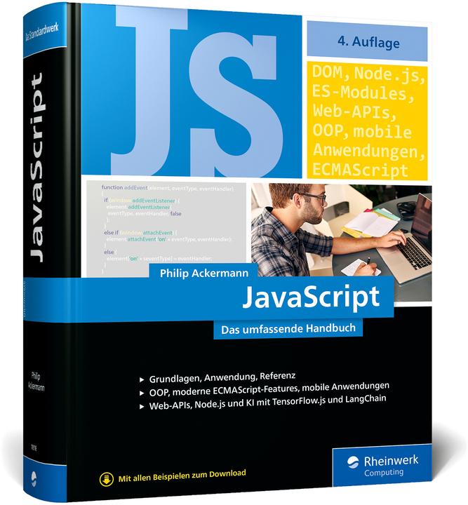 Produktbild Ackermann:JavaScript (Deutsch, Philip Ackermann, 2025)