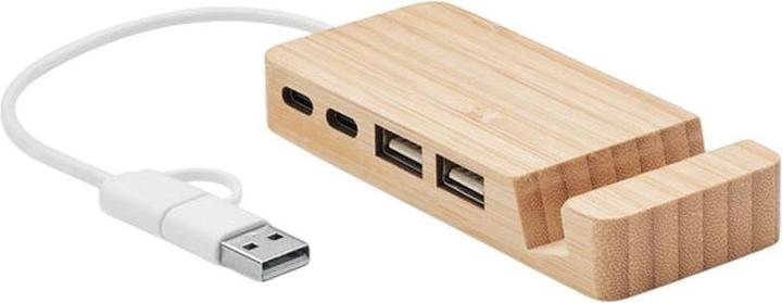 MidOcean USB Hub Hubstand Bambus (USB-A, USB-C, 4 Ports)