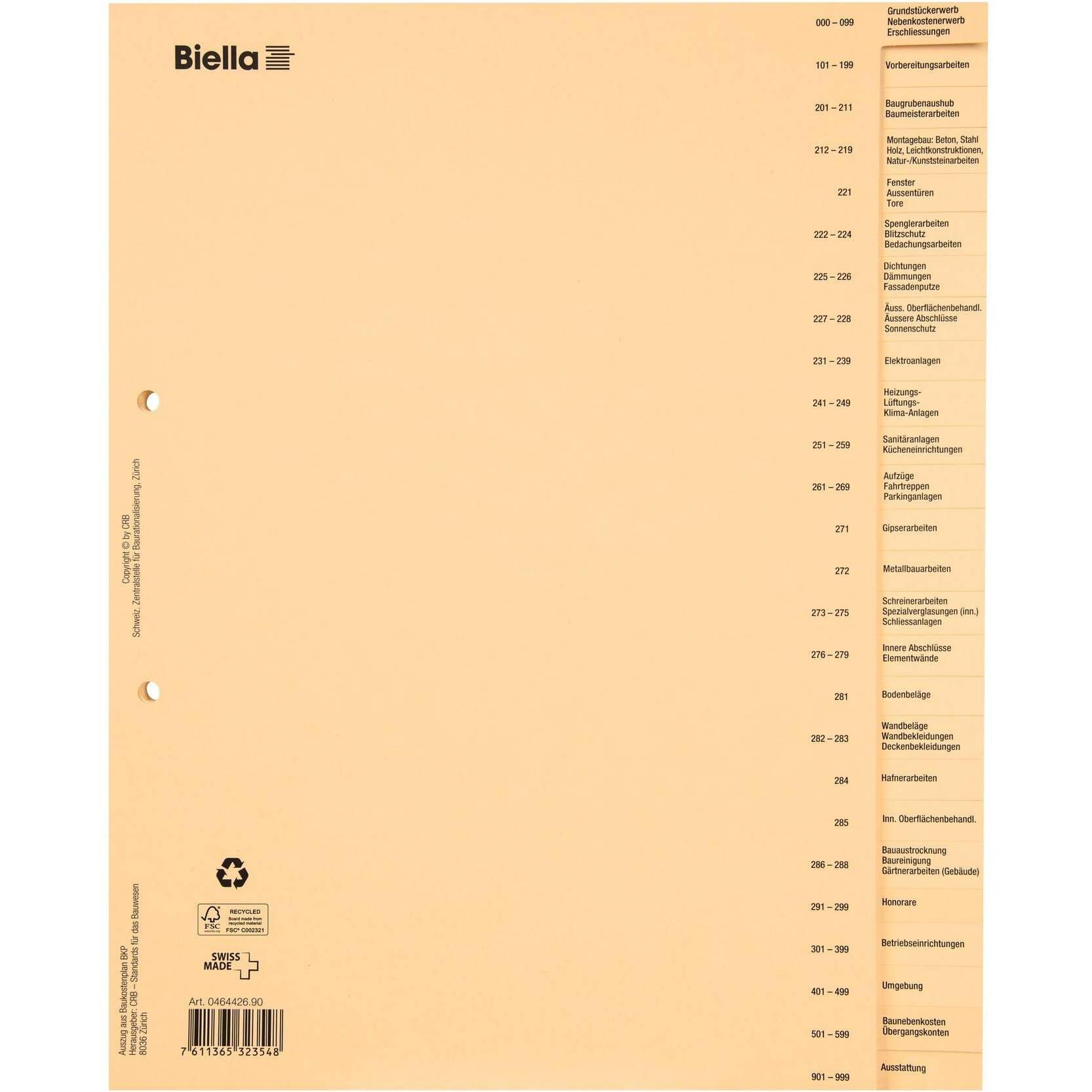 Biella Bauabrechnungsregister, deutsch (0464426.90)