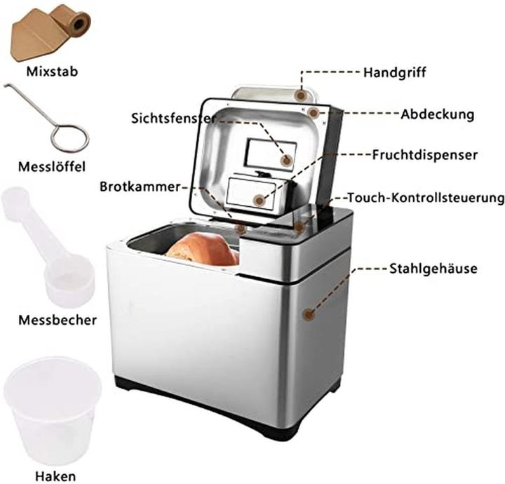 Produktbild Coocheer Automatische Brotbäckerei mit 19 Programmen, Timer und Zutatenbox