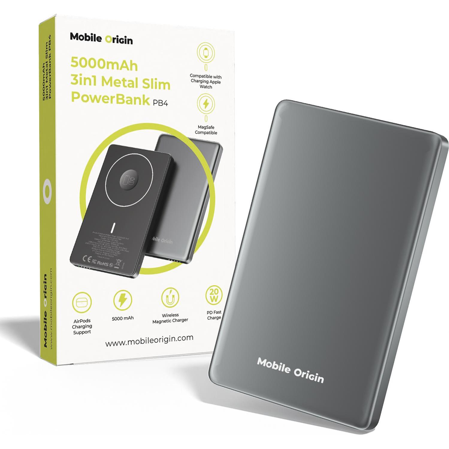 Mobile Origin Powerbank 5000mAh 3in1 Metal Slim PowerBank PB4 (5000 mAh), Powerbank