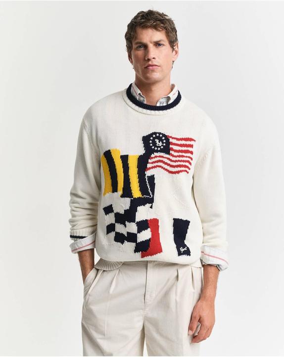 Produktbild GANT Vlag INTARSIA COTTON C-hals, Eggshell., XXL (XXL)