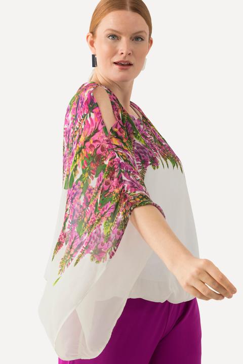 Produktbild Ulla Popken Bluse, Blüten, doppellagig, Rundhals, Halbarm (54)