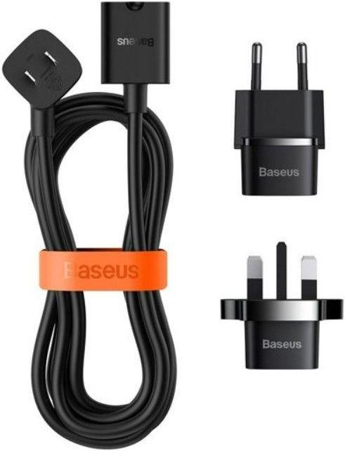 Baseus PowerCombo cable / extension cord with mini power strip 1m black (EU and UK power adapter