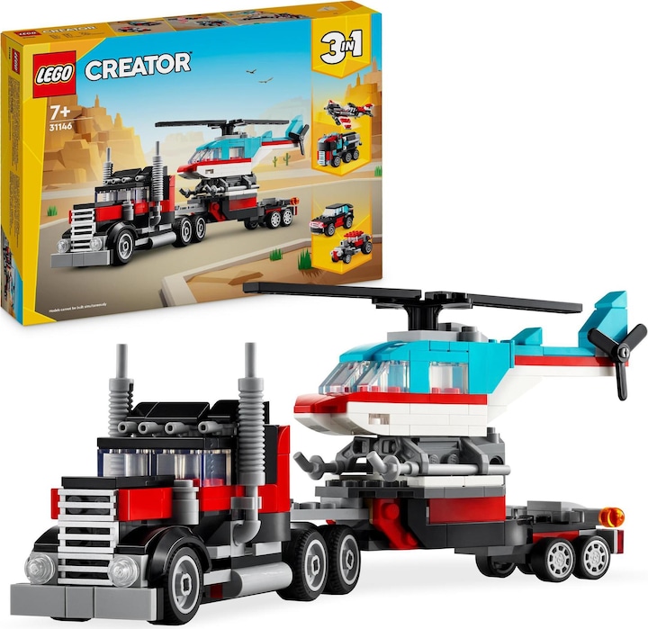 Produktbild LEGO Tieflader mit Hubschrauber (31146, LEGO Creator 3-in-1)