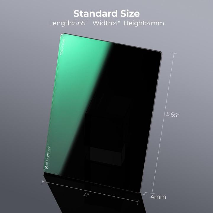 Produktbild K&F Concept Square Film with Matte Box, 4X5.65 in, Thickness 4.0mm, ND8+ND64, Green Coated (NANO-X series) (4 mm, ND- / Graufilter, 4 mm)