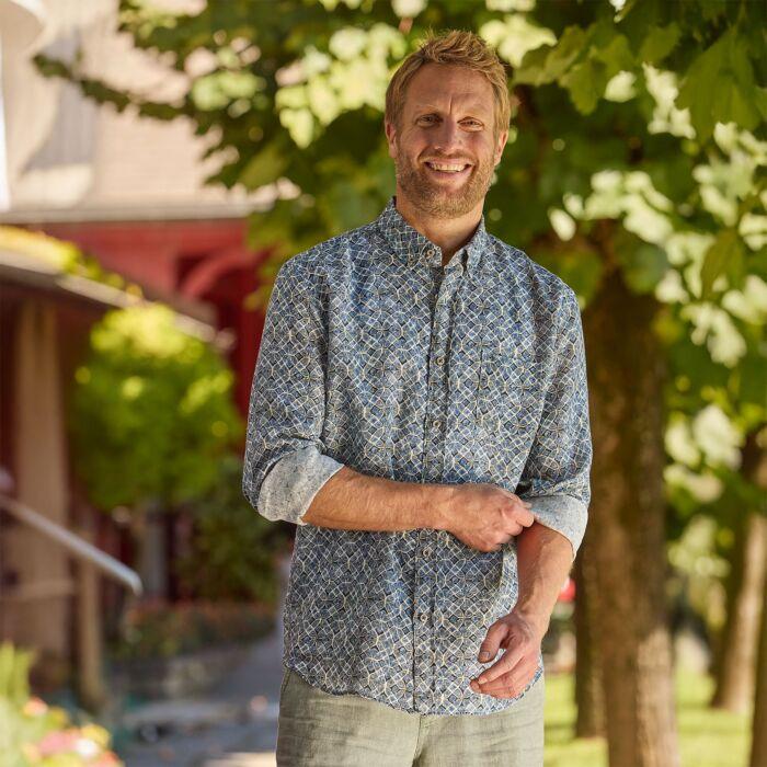 Immagine prodotto Artime Leinen-langarmhemd mit Brusttasche blau (M)