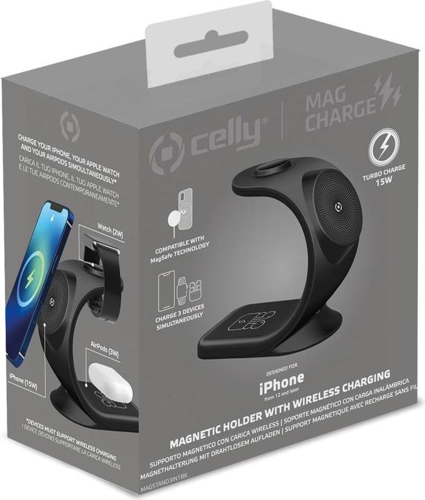 Actual product image Celly MAGSTAND3IN1 - MagSafe Wireless Charger (15 W)
