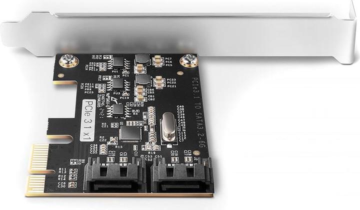 Produktbild Axagon PCES-SJ2 Kontroler PCIe 2x wewnętrzny port SATA 6G, chipset JMB582 SP & LP