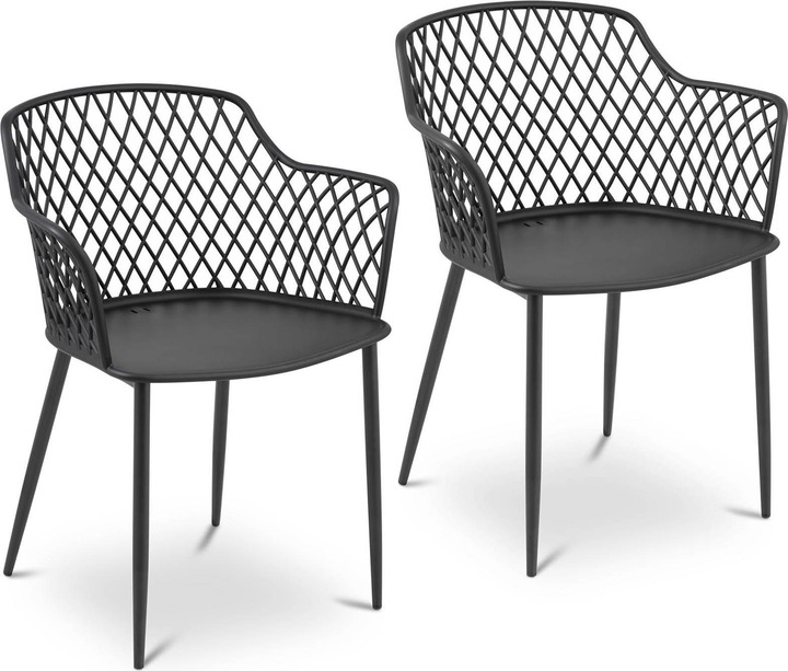 Produktbild Royal Catering Kunststoffstuhl 2er Set Besucherstuhl Designstuhl Armlehne 150 kg schwarz