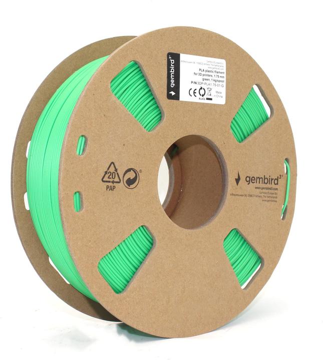 Produktbild Gembird Filamentcassette PLA schmale Spule (PLA, 1.75 mm, 1000 g, Grün)