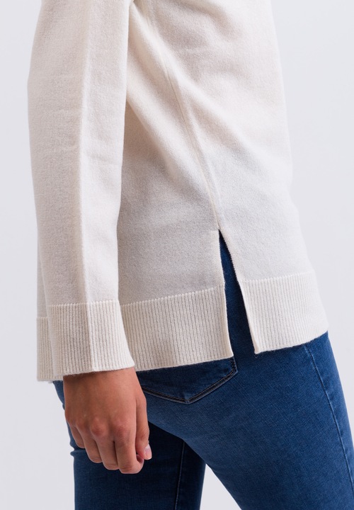 Actual product image Cash-Mere Kaschmir V-Ausschnitt Pullover mit Seitenschlitzen (XS)