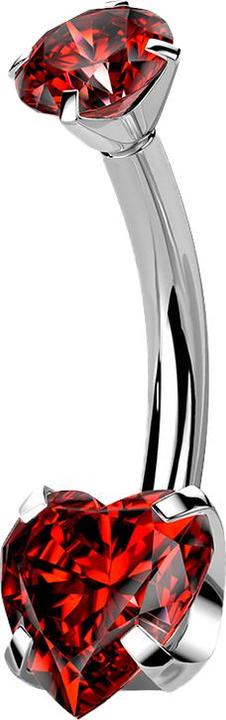 Actual product image Star Piercing Banana silver with crystal and crystal heart red (without brass, Titanium G23)