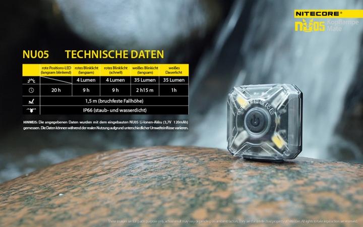Produktbild Nitecore NU05 mit Kopfband (35 lm)