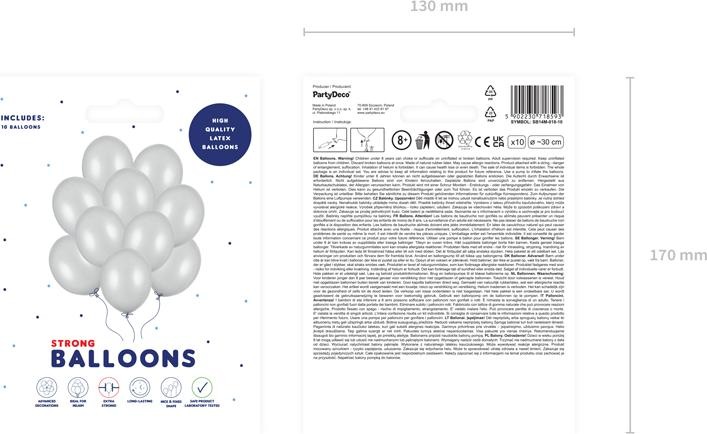 Produktbild Luftballons Silber Metallic 30cm (10 Stück)