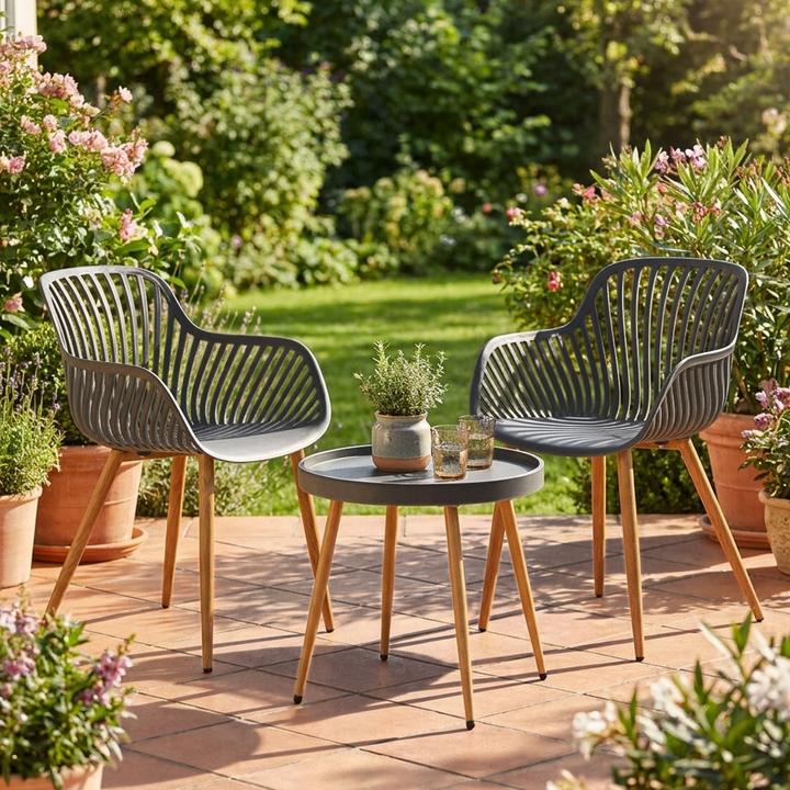 Actual product image ProGarden Sitzgruppe mit Balkontisch, 3-tlg. grau (49.50 x 47.50 cm)