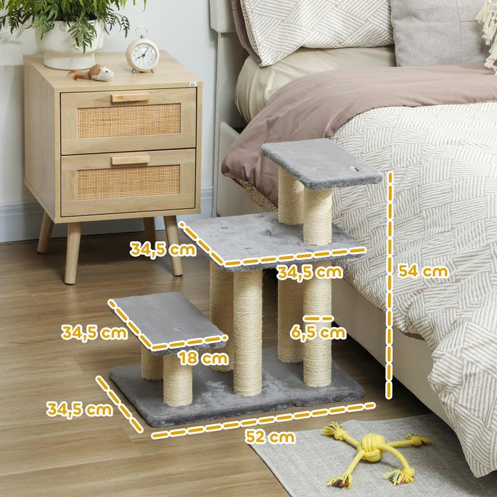 Actual product image PawHut Hundetreppe Spanplatte, Polyester Grau (Cat, Dog)