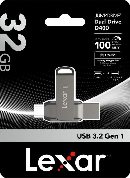 Image du produit Lexar JumpDrive Dual Drive D400 (32 Go, USB-A, USB-C)