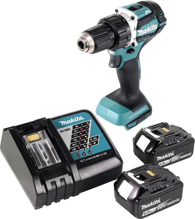 Actual product image Makita DDF 484 RG cordless drill driver Brushless 18 V 54 Nm + 2x battery 6.0 Ah + charger (Rechargeable battery operated)