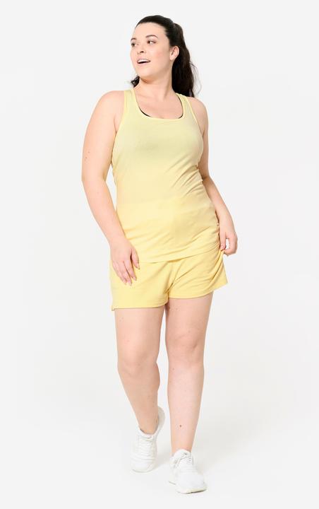 Actual product image Domyos Women's Slim-Fit Crew Neck Fitness Tank Top - Pastel Yellow (XL)