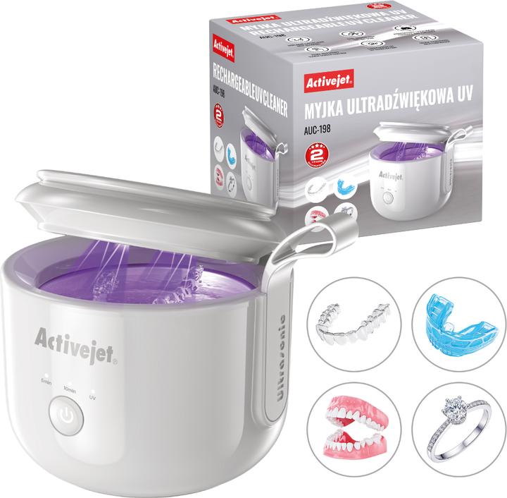 Produktbild Activejet Ultraschallreiniger UV Akku USB AUC-198 weiss (48 kHz, 0.13 l)