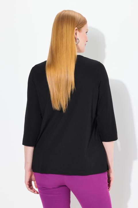 Immagine prodotto Ulla Popken Maglia classica con decorazione a collier, scollo a girocollo e maniche a 3/4 (50, 52)