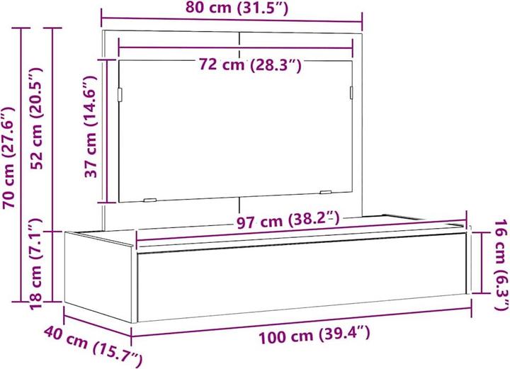 Produktbild VidaXL Schminktisch (100 x 40 x 70 cm)