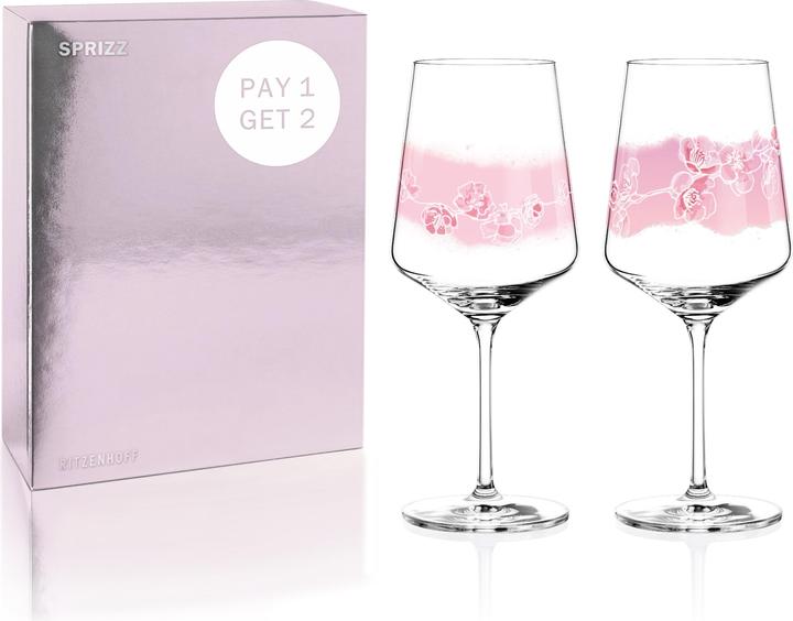Produktbild Dosen-Zentrale RITZENHOFF SPRIZZ Aperitifglas-Set 2-teilig, Glas, Geschenkset, Gläser mit Blumenmuster, Geschenkbox (5.44 dl, 1x, Aperitifgläser)