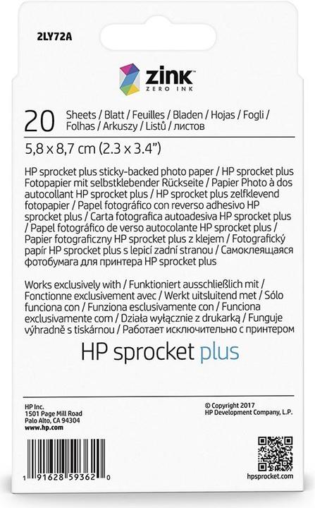 Produktbild HP Sprocket Plus Fotopapier Zink (258 g/m², Spezial, 20 x)