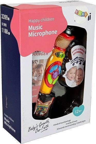 Image du produit Lean Toys Micro karaoké jaune et noir qui enregistre les chansons