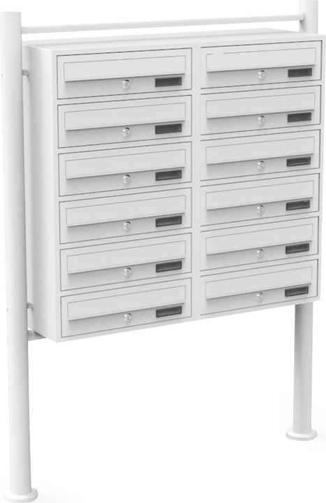 Produktbild Wiltec 12er Briefkastenanlage weiss 2x6 Fächer Standbriefkasten Briefkasten Post
