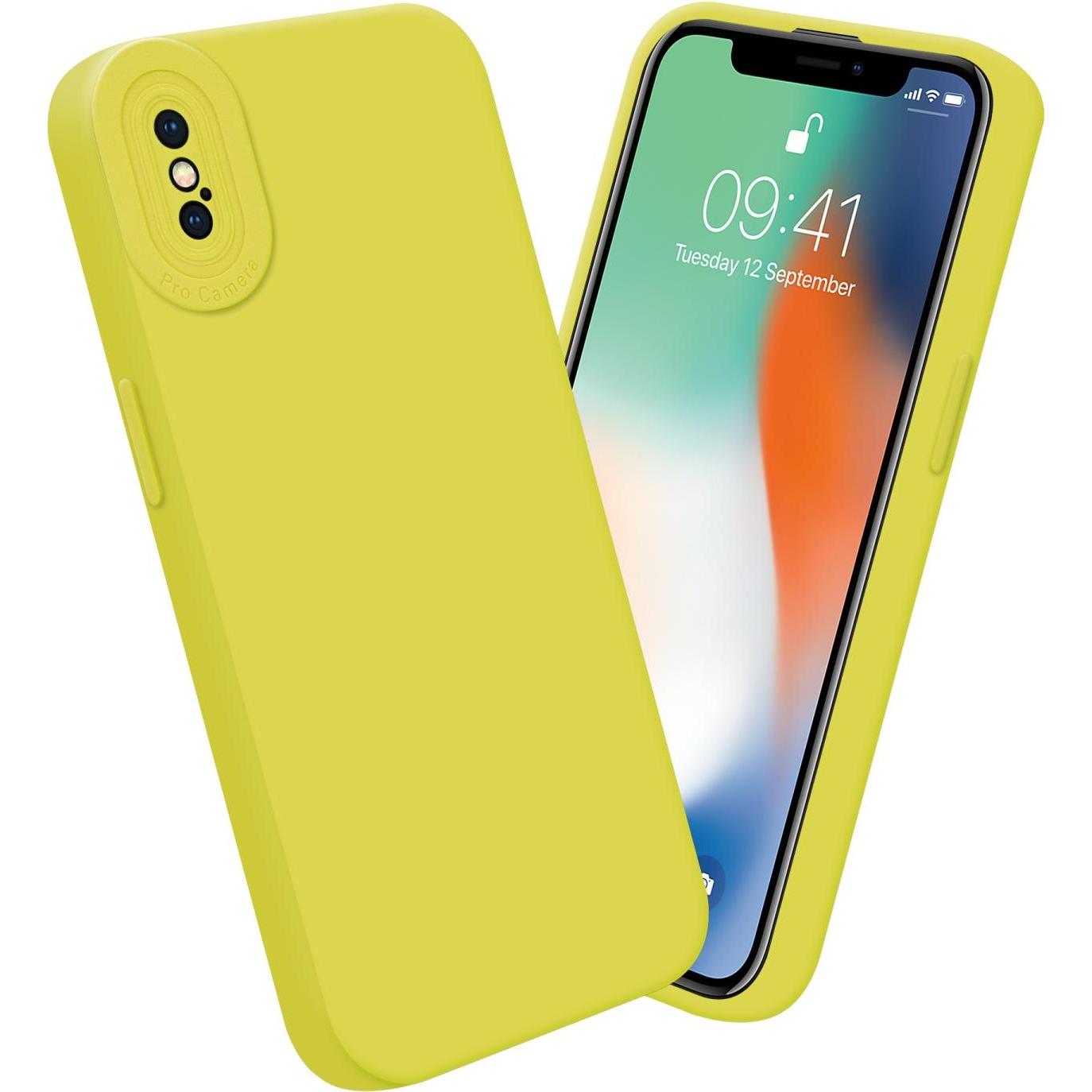 Thumbnail - Cadorabo Hülle für Apple iPhone X / XS im TPU Fluid LM162 Style (Apple iPhone X), Smartphone Hülle, Gelb