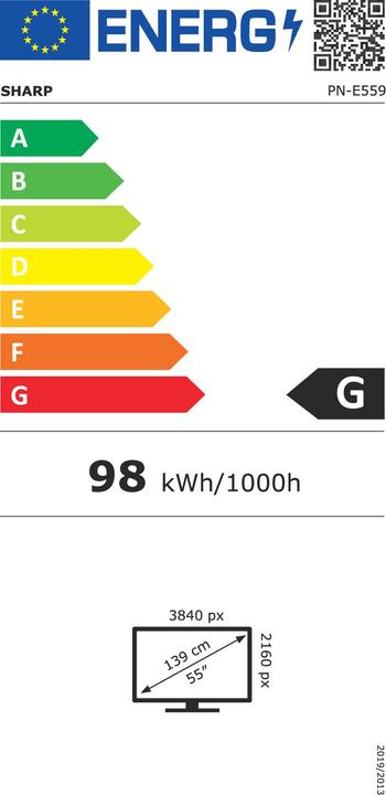 Etichetta energetica NEC Sharp Large Format Display E559 (3840 x 2160 pixel, 55")