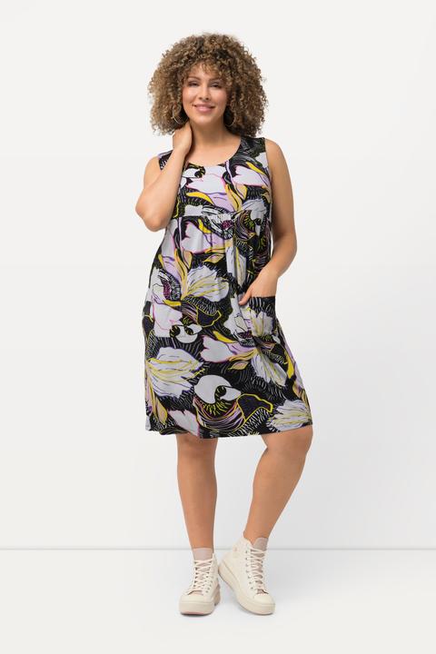 Immagine prodotto Ulla Popken Abito mini in jersey con taglio smanicato, stampa floreale e scollo a girocollo (60)