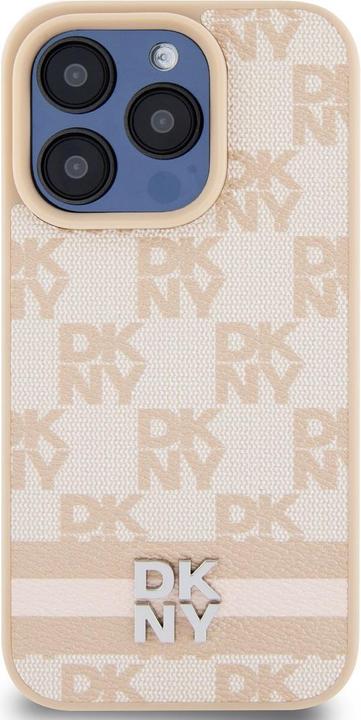 Image du produit DKNY PU Leather Checkered Pattern and Stripe Case pour iPhone 13 Pro Max Rose (Apple iPhone 13 Pro Max)