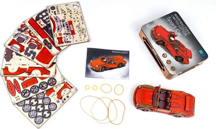 Produktbild WoodenCity Bausatz Sportwagen bemalt