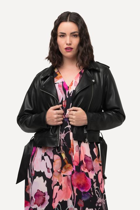 Produktbild Ulla Popken Bikerjacke, Lederoptik, Reverskragen, asymmetrisch (46, 48)