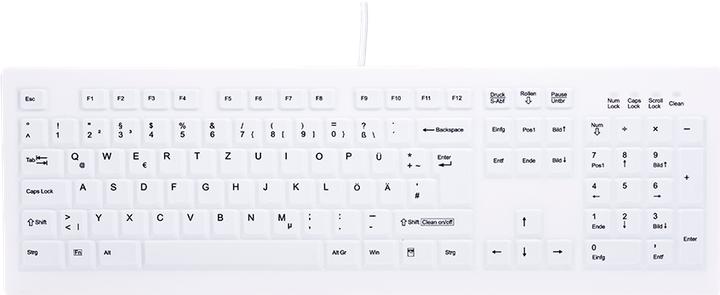 Produktbild Active Key Wireless Hygiene Desktop Keyboard Fully Sealed Watertight USB Black (DE, Kabellos)
