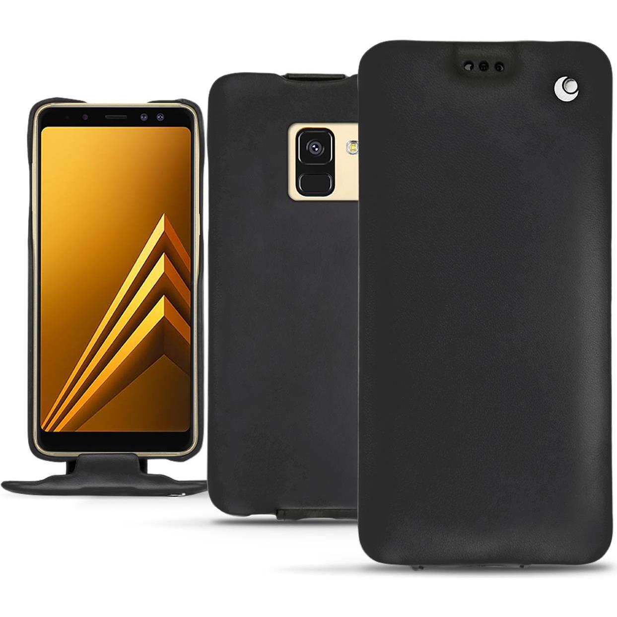 Noreve Lederschutzhülle vertikal (Samsung Galaxy A8 (2018)), Smartphone Hülle, Schwarz