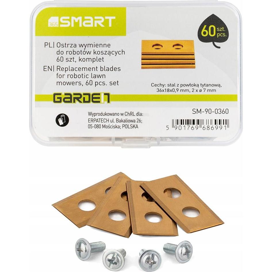 smart, Accessori per macchinari da giardino, set di lame (60 pezzi) per robot da giardino (Lame per tosaerba + lame di ricambio per macchine da giardi