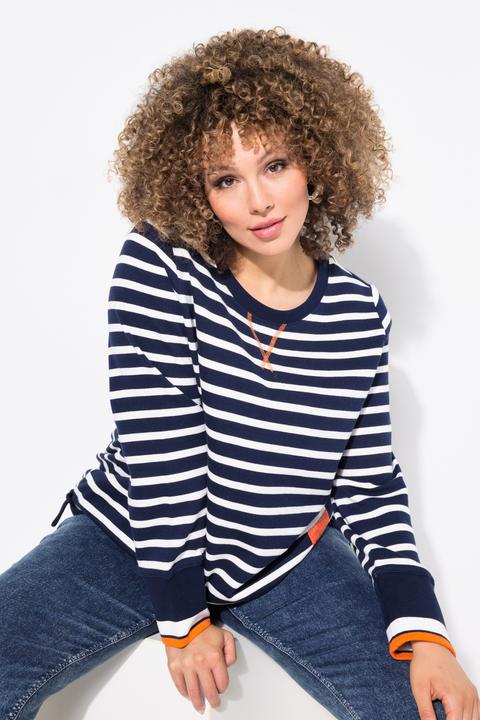 Actual product image Ulla Popken Striped Drawstring Hem Sweatshirt (50, 52)