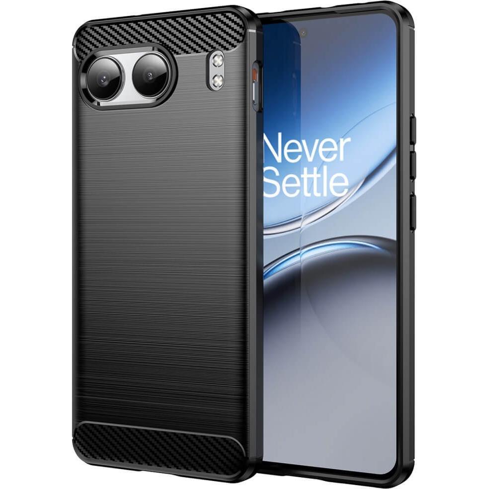Cover-Discount OnePlus Nord 4 - Metall Carbon Look Hülle (OnePlus Nord 4), Smartphone Hülle, Schwarz