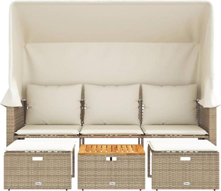 Produktbild vidaXL Outdoor-Sofa 3-Sitzer mit Dach und Hockern