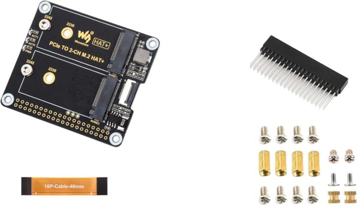 Immagine prodotto WaveShare Adattatore SSD doppio da PCIe a M.2 HAT+ per Raspberry Pi 5